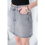 Domoda %100 Pamuk 5 Cep Denim Kot Kadın Jean Mini Etek @latina - Gri - S