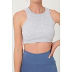 Domoda Crop Halter Yaka Kaşkorse Örme Fitilli Atlet - L - Gri