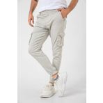 Domoda Gri Kargo Cepli, Fermuarlı Paça Lastikli Esnek Kumaş Slim Fit Gabardin Erkek Kargo Pantolon
