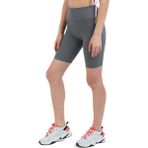 Domoda Gri Yüksek Bel Toparlayıcı Kısa Şort Spor Fitilli Biker Tayt