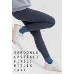 Domoda İndigo Indigo Içi Polar, Lastikli, Şardonlu, Fitilli, Toparlayıcı Interlok Kışlık Örme Tayt @verona