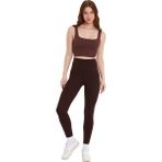 Domoda Karyoka Dikiş Detaylı Toparlayıcı Sportif Detaylı Ekstra Esnek Kadın Tayt @amazon - XS - Kahverengi