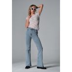 Domoda Normal Bel Kot, Ispanyol Paça Esnek Denim Kumaş Kadın Fit And Flare Jean Pantolon @morales - Kar Yıkama - 40