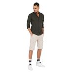 Domoda Slim Fit None Denim Yandan Cepli Esnek Kumaş Erkek Jean Kargo Şort Bej 30
