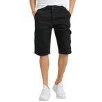 Domoda Slim Fit None Denim Yandan Cepli Esnek Kumaş Erkek Jean Kargo Şort Siyah 32