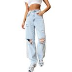 Domoda Toka Detaylı Bol Kesim Geniş Paça Rahat Baggy Jean Kot Salaş Kadın Pantolon @milano - Mavi-BE104 - 40
