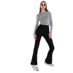 Domoda Warm bootcut geniş paça lastikli şardonlu kışlık dalgıç kadın pantolon Siyah M