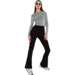 Domoda Warm bootcut geniş paça lastikli şardonlu kışlık dalgıç kadın pantolon Siyah XL