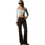 Domoda Yüksek Bel Kot, Ispanyol Paça Esnek Denim Kumaş Kadın Fit And Flare Jean Pantolon @flares - Kahverengi - 32