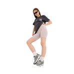 Domoda Yüksek Bel Toparlayıcı Kısa Şort Spor Fitilli Biker Tayt Taş XS