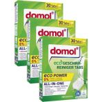 Domol Eco Folyosuz Bulaşık Makinesi Tableti 30'lu (3 Adet) Çevre Dostu Temizleme Gücü