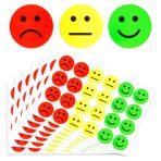 Domthent 1800 ADET Mutlu ve Üzgün Gülümseme Yüz Çıkartmaları - Kırmızı, Sarı ve Yeşil 1 İnç Mutlu Yüz ve Emoji Çıkartmaları - Öğrenciler, Davranış Tabloları ve Öğretmenler için Sınıf Ödülü ve Duygu