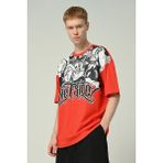 Don Q Shot Erkek Bunny Baskılı Oversize Kısa Kollu T-Shirt - XXL - 240-Kırmızı