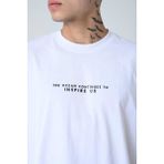 Don Q Shot Erkek Harf Kabartma Bsakılı Kısa Kollu Oversize Basic T-Shirt - 001-Beyaz