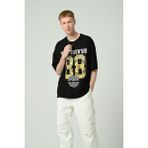 Don Q Shot Erkek Motif Baskılı Oversize Kısa Kollu T-Shirt - 02S-Siyah