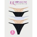 Donaluxe Kadın Tanga , İpli Tanga Siyah Beyaz Ten Pamuklu 5'li Paket - Bej - XL