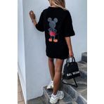 donamod Oversize Kadın Siyah Mikey Mouse T-shirt