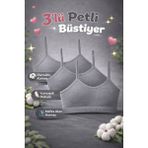 Dondeza Genç Kız Pedli 3'lü Ip Askı Düz Ilk Sütyen Büstiyer - 14 - 15 Yaş - Gri