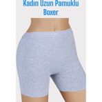 Dondeza Kadın Uzun Paçalı Yüksek Bel Pamuklu Boxer Şort Gri L-Xl