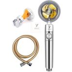 Dönebilen Turbo Pervaneli Tazyikli Duş Başlığı, Pvc Gold Hortum, Vakumlu Mafsal - Seçenek 1