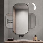 Döner Köşe Duvar Aynası 50X80cm Dikdörtgen Dekoratif Banyo Aynası HD Patlamaya Dayanıklı Alüminyum Çerçeve Makyaj Aynası Modern İç Mekanlar için Şık Nero Tasarımı