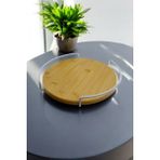 Döner Tepsi, 28X28 Cm, 360 Derece Dönebilme, Kahverengi, Bambu Malzeme - Seçenek 1 - Ahşap - Ceviz