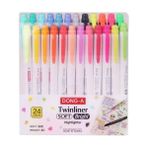 Dong-A Çift Taraflı Fosforlu Kalem Seti 24 Adet Soft-Bright Renkli Kalemler 2,2 mm Uç