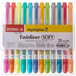 Dong-A Twinliner Soft 12 Renk Çift Taraflı Fosforlu Kalemler 2,2 mm Uç Boyutu ile Kullanım Kolaylığı