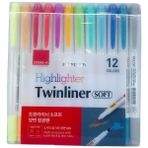 Dong-A Twinliner Soft Fosforlu Kalem Çift Taraflı 12 Renk ile Vurgulama Kolaylığı - 12 Adet