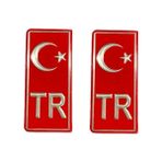Dongfeng Pickup Uyumlu Plaka Tr Damla Etiket Türk Bayrağı 2'li / Tr Damla Sticker Su Geçirmez Solmaz 40 x 95 mm - 40x95 - Kırmızı