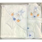 Donino %100 Pamuk 4 Lü Set Nakışlı Bebek Bornoz Seti