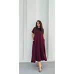 DONNA LISSA Kadın Bisiklet Yaka Dökümlü Modal Penye Uzun Elbise