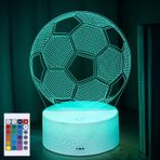 DONSAJI Futbol Hediyeleri Çocuklar için Gece Lambası, Futbol 3D İllüzyon Lambası 16 Renk Kısılabilir Yatak Odası Dekoru Başucu Masa Lambası, Futbol Lambası Doğum Günü Noel Sevgililer Günü Hediye Fikri