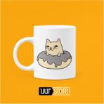 Donut Cat Baskılı Porselen Kupa 330ML - 1 Adet - 199 ml
