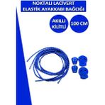 Dopar Akıllı Kilitli Elastik Noktalı Ayakkabı Bağcık 100 CM Lacivert