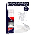Dopar Ayakkabı Kırışıklık Önleyici Koruyucu M + Beyaz Spor Kumaş Ayakkabı Boyası + Bağcık 3'lü Bakım Seti