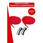Dopar Elastik Akıllı Kilitli Bağcık Mıknatıslı Metal Tak Bırak Spor Ayakkabı Bağcığı 100 CM KIRMIZI