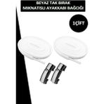 Dopar Elastik Akıllı Kilitli Mıknatıslı Metal Tak Bırak Spor Ayakkabı Bağcığı 100 cm - Beyaz