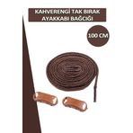 Dopar Kahverengi Elastik Akıllı Esnek Bağcık Tak Bırak Ayakkabı Bağcığı 1 Çift 100cm