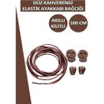 Dopar Lucky Akıllı Kilitli Elastik Düz Ayakkabı Bağcık 100 cm - Kahverengi