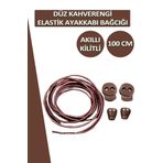 Dopar Lucky Kahverengi Elastik Düz Ayakkabı Bağcığı Akıllı Kilitli Bağcık 100 Cm