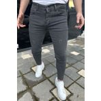 DOPPİO'N DENİM Erkek Antrasit Lazerli Slim Fit Likralı Kot Pantolon