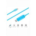 Doppler I-Cable Micro Usb Işıklı, Mavi , Şarj Kablosu