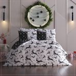 Doqu Home Ranforce New Year Tek Kişilik Nevresim Takımı - 160 x 220 cm - Siyah - Beyaz