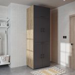 Dora Banyo Dolabı Kapaklı Çamaşır ve Kurutma Makinesi Dolabı 70X230 cm - Antrasit - Atlantik Çam