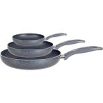 Dora Granitta Gri 3'Lü 22-26-30cm Tek Kulp Granit Tava Seti