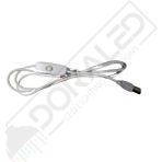 DORA LED 100 cm Swich li USB Erkek Kablo 2 Amper Ucu Açık Anahtarlı Beyaz USB Kablo