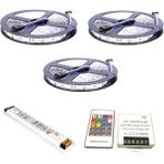 Dora Led RGB Şerit Led Set 12V 5050 Üç Çipli 15-20-25-30m 25 Metre-Iç Mekan (Slikonsuz)-24 Amper Rf Dokunmatik