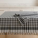 Dora Pötikare 170x170 cm Siyah Beyaz Kareli Sofra Bezi Masa Örtüsü