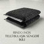 Dora Rindo Inox Telli Bulaşık Süngeri 2'li Paket - Paslanmaz Çelik Tel Yüzeyli Bulaşık Teli ve Süngeri